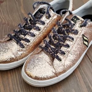 Skechers memory foam glitter gold sneakers